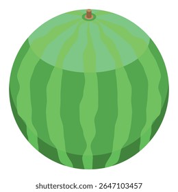 Melancia grande, madura, com casca verde escura e listras verdes claras é representada em uma vista isométrica