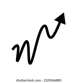 Large rising arrow silhouette icon. Vector.