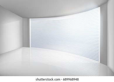 Grosses Zimmer mit Jalousien. Vektorgrafik.