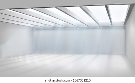 Large room with a glass roof. Vector illustration.