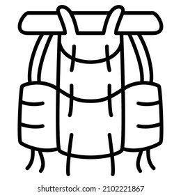 A large roomy backpack for the tourist, the traveler outside. Vector icon, outline, isolated. Editable stroke