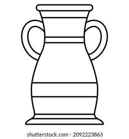 A large roomy vase made of clay. An ancient Greek amphora with two handles. Ceramic urn. An element of the interior. Vector icon, outline, isolated. Editable stroke