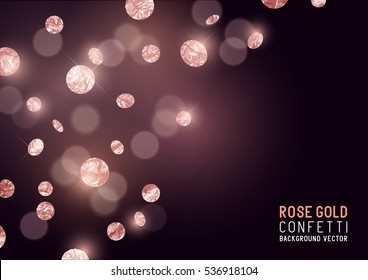 Large Rose Gold Glitter Confetti Party Background. Vector Illustration