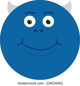 Large round blue monster smiling