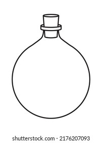 Large Round Bottle with Cork Outline Simple Vector Shape