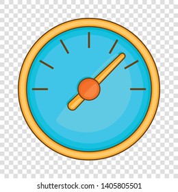 Large round speedometer icon. Cartoon illustration of speedometer vector icon for web design
