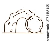 A large round stone rolled away from the entrance of the sepulcher