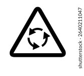 A large roundabout sign in the center. Isolated black symbol