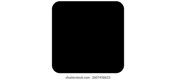 A large rounded square symbol in the center. Isolated black symbol. Vector illustration on white background