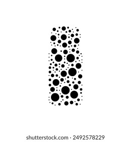 A large salt shaker symbol in the center made in pointillism style. The center symbol is filled with black circles of various sizes. Vector illustration on white background