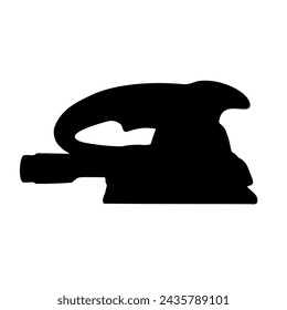 A large sanding machine symbol in the center. Isolated black symbol. Vector illustration on white background