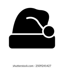 A large santa claus hat symbol in the center. Isolated black symbol