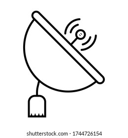 Large satellite dish antenna receiver and transmitter for television and radio transmission flat vector