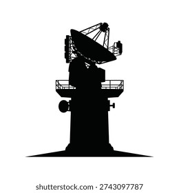 A large satellite dish on a tower