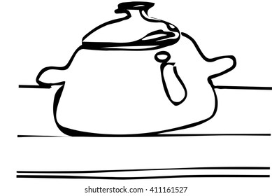 large saucepan with a lid on the table