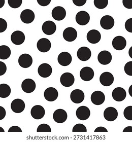 Padrão sem emenda de bolinhas pretas em grande escala, fundo monocromático minimalista para design criativo.