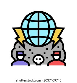 Large Scale Conflict And Wars Social Problem Color Icon Vector. Large Scale Conflict And Wars Social Problem Sign. Isolated Symbol Illustration