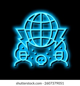 large scale conflict and wars social problem neon light sign vector. large scale conflict and wars social problem illustration