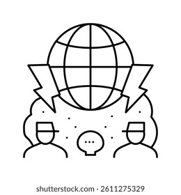 large scale conflict and wars social problem line icon vector. large scale conflict and wars social problem sign. isolated contour symbol black illustration