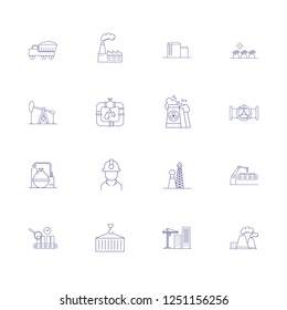 Large scale industry line icon set. Engineer, factory, oil derrick. Urban and business concept. Vector illustration can be used for topics like business, modern life, industry