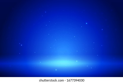 large scale Spotlights with smoke and scene. Blue background vector for your design. Eps.