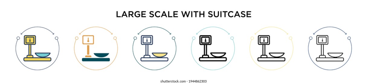 Large Scale With Suitcase Icon In Filled, Thin Line, Outline And Stroke Style. Vector Illustration Of Two Colored And Black Large Scale With Suitcase Vector Icons Designs Can Be Used For Mobile, Ui, 