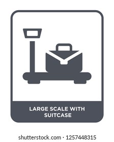 large scale with suitcase icon vector on white background, large scale with suitcase trendy filled icons from Measurement collection, large scale with suitcase simple element illustration