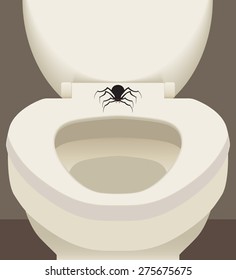 Large scary spider resting on toilet seat
