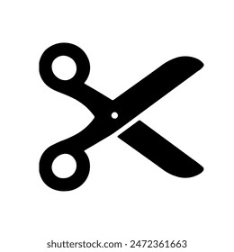 A large scissors symbol in the center. Isolated black symbol