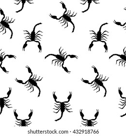 Large Scorpion Silhouette Seamless Pattern Background Vector Illustration EPS10