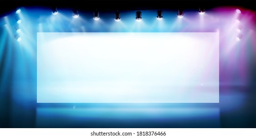 Large Screen On The Stage. Free Space For Advertising Or Displaying Products. Show In Art Gallery. Colorful Background. Vector 

Illustration.