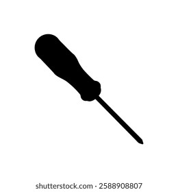 A large a screwdriver symbol in the center. Isolated black symbol. Vector illustration on white background