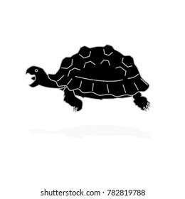 large sea turtle in black and white, icon, vector illustration