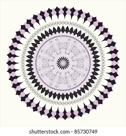 large seal or stamp vector with detailed design elements and intricate patterns in black and purple colors, isolated on white background