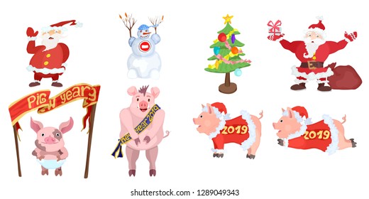 a large selection of Christmas characters for Christmas vector