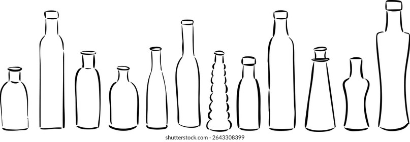Large Selection of hand drawn bottles