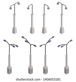 a large selection of isometric street lamps cool
