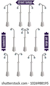 large selection of street lights isometric vector works