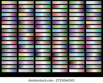 Conjunto Grande de 100 Amostras de Gradiente Horizontal Colorido no Fundo Preto