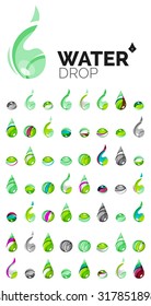 Gran conjunto de íconos ecológicos abstractos de agua, conceptos ecológicos de la naturaleza del logotipo empresarial, diseño geométrico moderno y limpio. Creado con líneas de onda abstractas transparentes