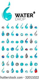 Large set of abstract eco water icons, business logotype nature green concepts, clean modern geometric design. Created with transparent abstract wave lines