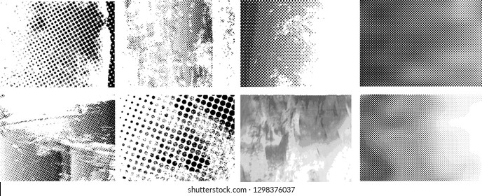 Large set of Abstract Vector Textures . Distress Dirty . Halftone Dots Effect Pattern.