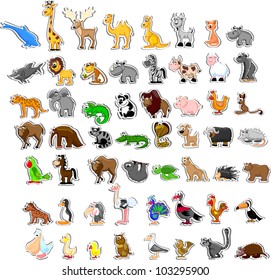 Large set of animals