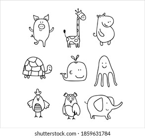 large set of animals isolated on a white background