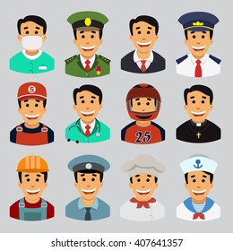 A large set of avatars with professions. Vector isolated illustration for your design.