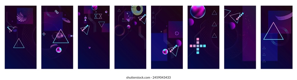 Large Set of banner style of cosmos universe stars galaxy dark blue 3d futuristic background modern planets neon