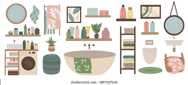 Large set of bathroom and toiletry icons