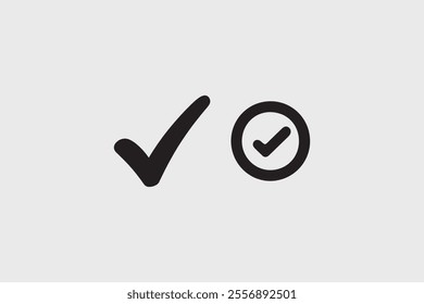 Large Set of Black Check and Tick Icons . Vector Symbols for Design and Approval