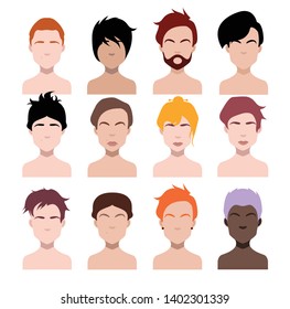 Large set of black hair styling icons for woman and man. vector Set - 7