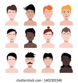 Large set of black hair styling icons for woman and man. vector Set - 1